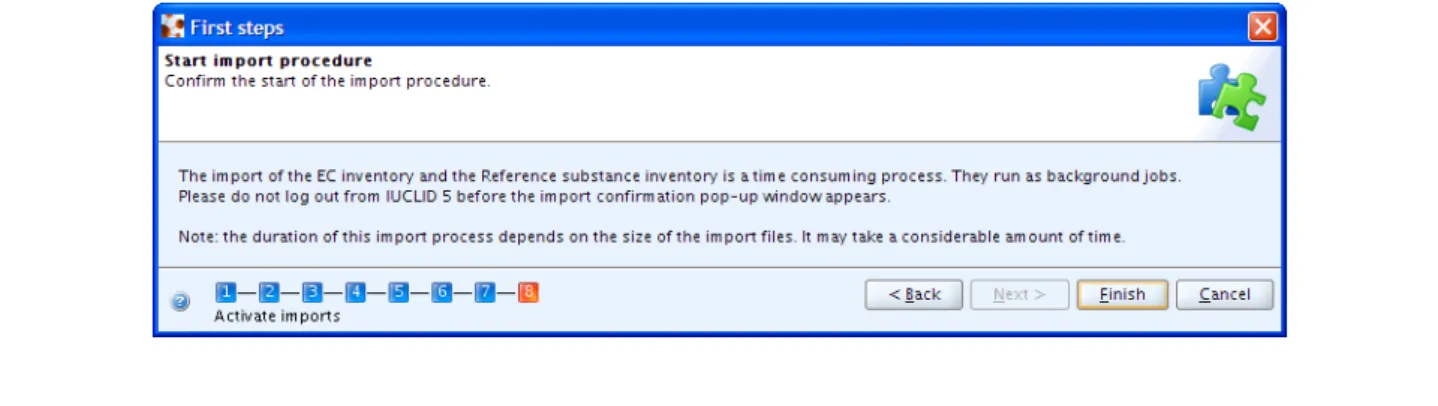 Figure 4.11. Step 8 of the First steps wizard - Start import procedure