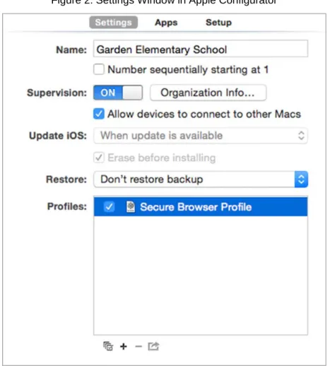Figure 2. Settings Window in Apple Configurator 