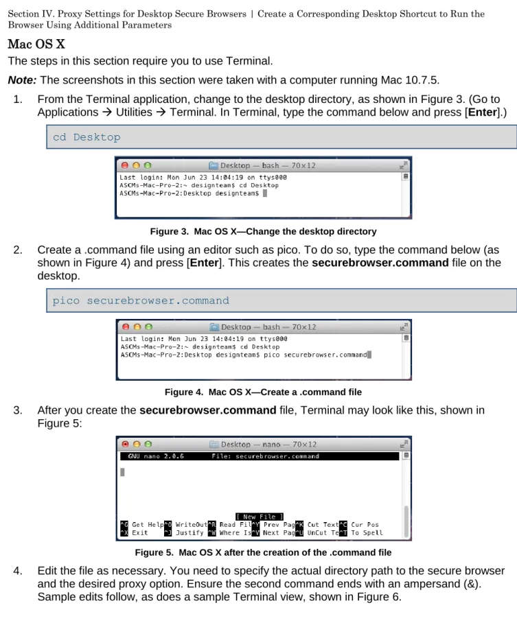 Figure 3.  Mac OS X—Change the desktop directory 