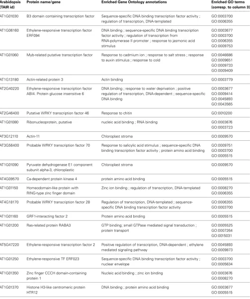 Table 3 | GO terms that were enriched in the most targetted Arabidopsis proteins in our predictions.