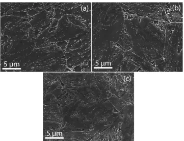 Figure 1 shows the microstructures of the three studiedsteels with different N/Al ratios in the normalised(1066uC for 30 min) and tempered (760uC for 30 min)conditions