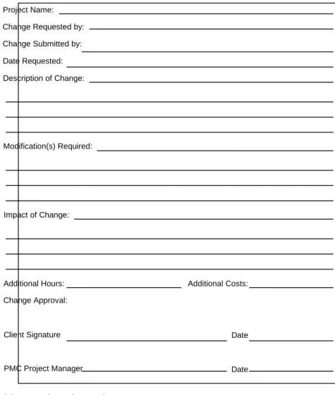 Table 4. Project change log 