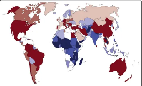 Fig. 1 Latest available data on cesarean section rates by country (not earlier than 2005)