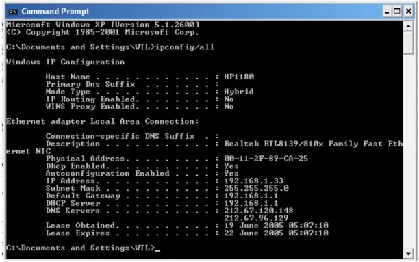 Fig. 4 Using ipconfig to find a PC’s network addresses  FINAL WARNING 