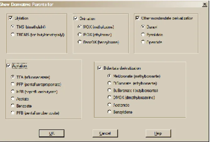 Figure 5. Select anyone of the five Derivative type check boxes; 