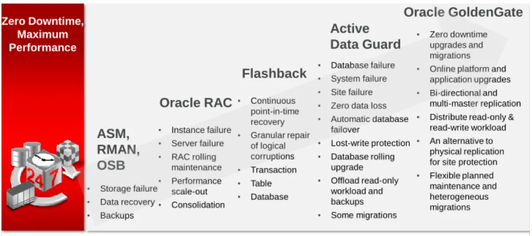 Figure 9. Oracle Database offers a variety of technologies for maximum availability 