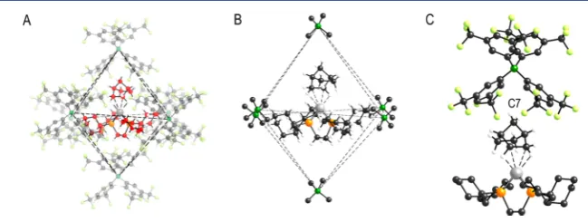 Figure 4.110(2); C2H11, 1.95(4); Rh1C21.546(7); C1Rh1probability level. (B) Alternate view, with phosphine alkyl groupsremoved and showing selected H-atom labeling on the NBA fragment.[2-NBA][BAr−C1−P1, 2.1932(7);−−−Rh1H22, 0.97(4); P1C2, 2.400(3); Rh1−−P2