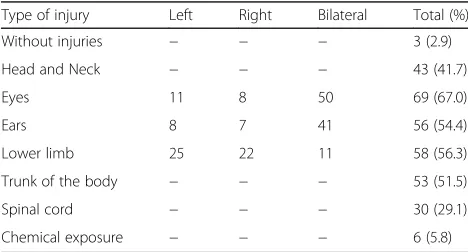 Table 1 Additional war-related injuries in bilateral upper extremityamputees (n = 103)