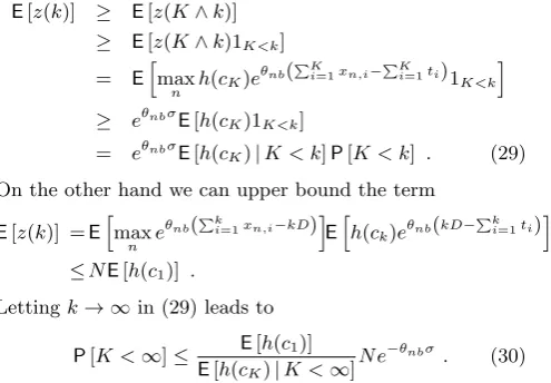 Figure 6: Bounds on the waiting time distributions vs. simulations (non-renewal input): (a) the non-blockingcaseand (25) and (b) the blocking case (31)