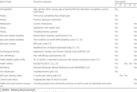Table 1 Outcome measures and delivery time points