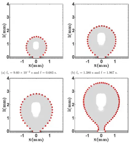 Figure 3: The superposition of computational free surface proﬁles and experimental im-ages for the case (are reproduced from Di Bari and Robinson (2013)