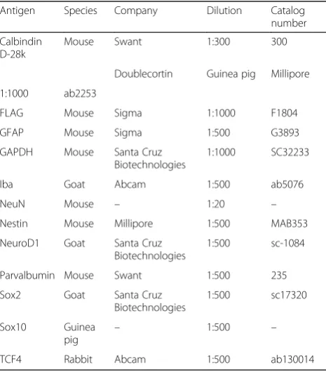 Table 1 Primary antibodies