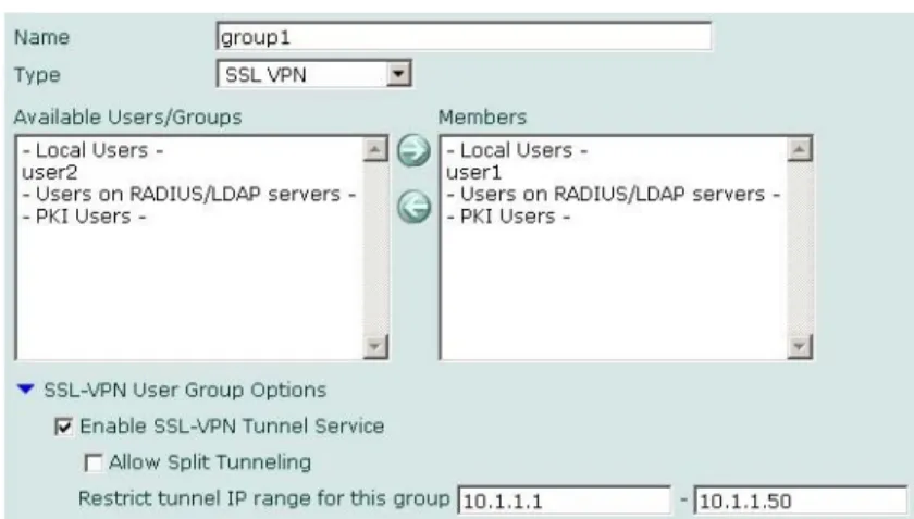 Figure 12: group1 user group attributes