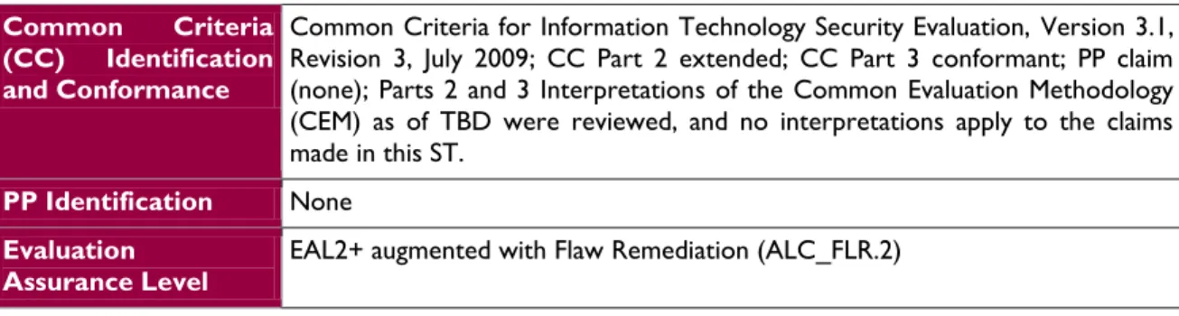 Table 6 - CC and PP Conformance  Common  Criteria 