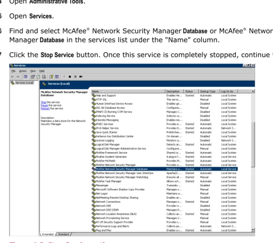 Figure 4-3  Stop Service option