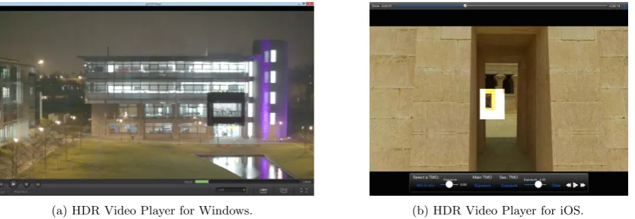 Figure 5: HDR Video Player. A separate window is created to enable detail to be seen simultaneously in boththe interior and exterior of the building.