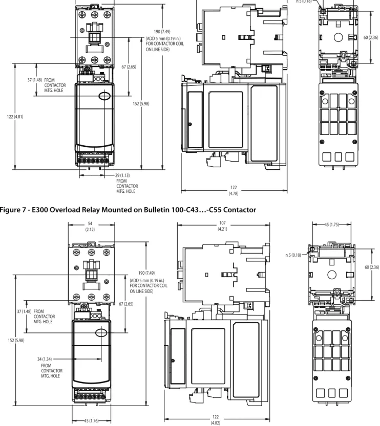 Figure 7 - E300 Overload Relay Mounted on Bulletin 100-C43…-C55 Contactor