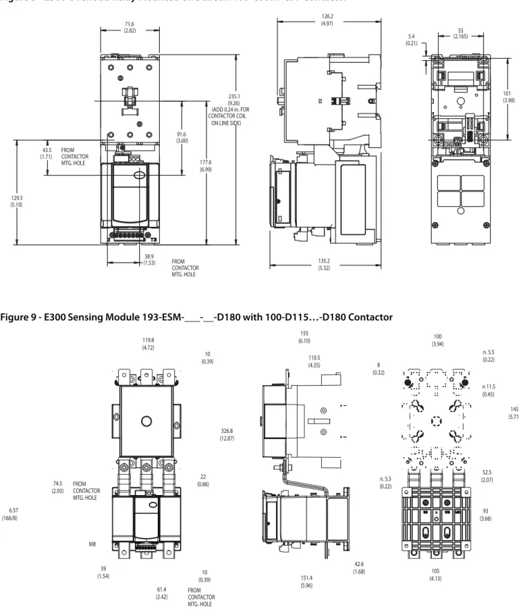 Figure 8 - E300 Overload Relay Mounted on Bulletin 100-C60…-C97 Contactor