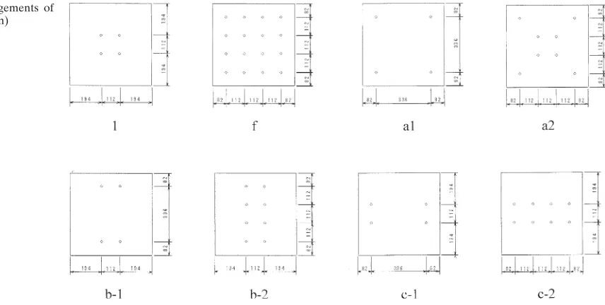 Fig. 10. Bolt arrangements ofspecimens (unit: mm)