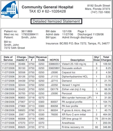 Figure 6-5 Detailed itemized statement.