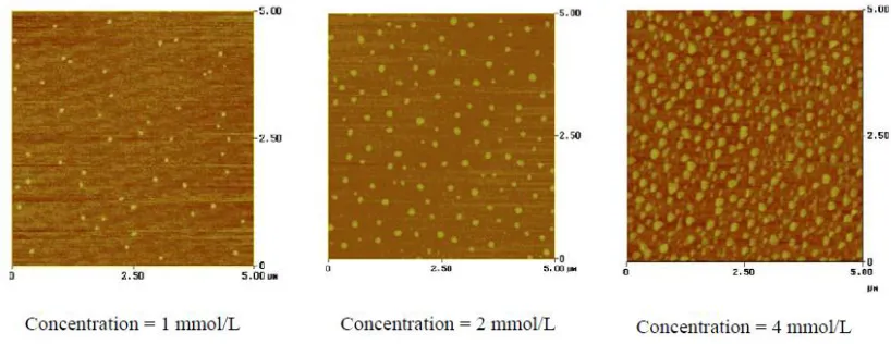 Figure 2.4: AFM images on different concentration prove that high concentration will increase the 