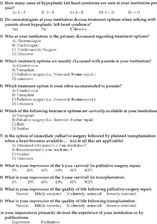 Fig 2. Hypoplastic left heart syndromequestionnaire.