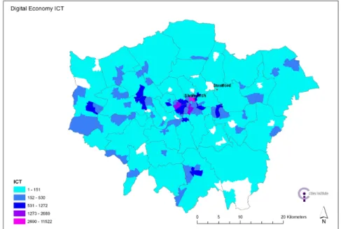 Fig. 4 ICT Employment distribution (Data Source BRES2009/SIC 2007) 