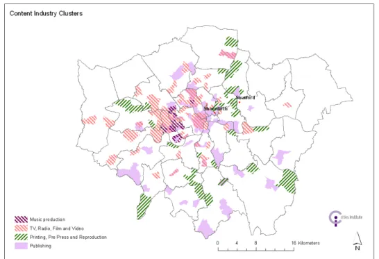 Fig. 7 London’s Digital Economy sub-clusters (Data Source: BRES 2009/SIC2007) 