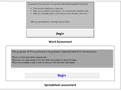 Figure 9 - Start pages for the Word and Spreadsheet assessments 