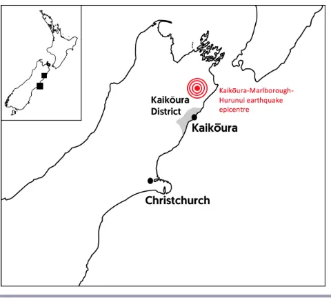 Fig. 1. Map of New Zealand, location of 2016 Kaikōuraearthquake epicenter and major urban centers.