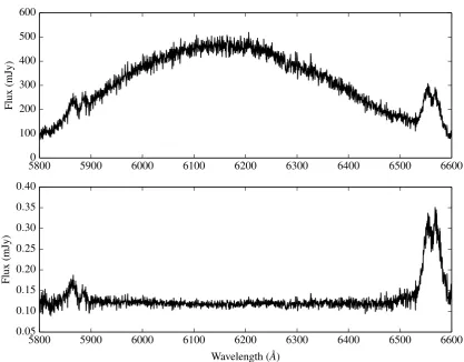 Figure 2.8: MagE spectra of V4140 Sgr. Top: raw spectrum (90% of saturation). Middle: reducedspectrum of order 10