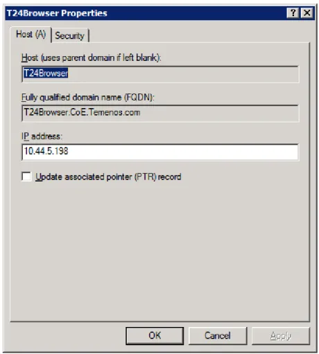 Figure 12. T24Browser DNS host record properties