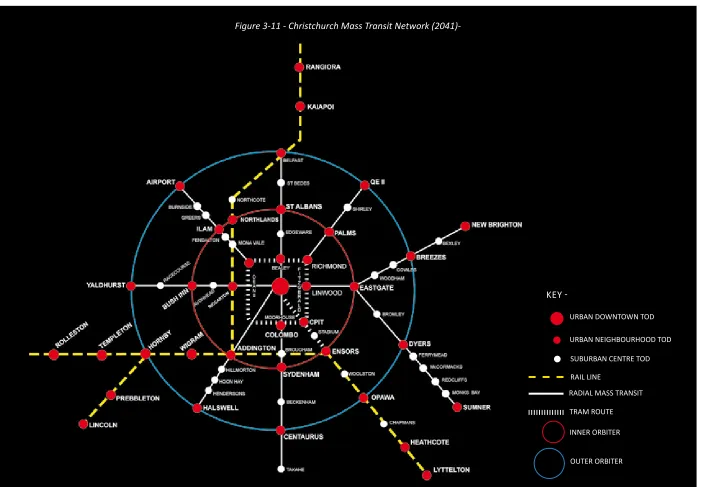 Figure 3-11 - Christchurch Mass Transit Network (2041)-