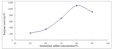 Figure 9. Effect of salting out of different ammonium sulfate concentrations on POD enzyme activities 