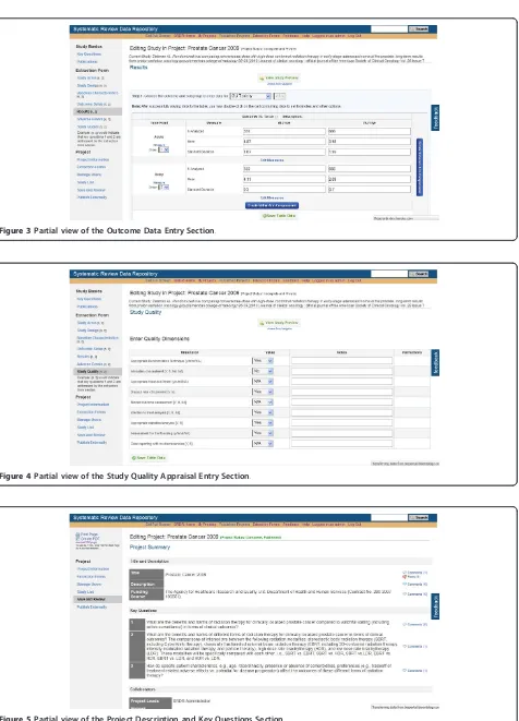 Figure 4 Partial view of the Study Quality Appraisal Entry Section.