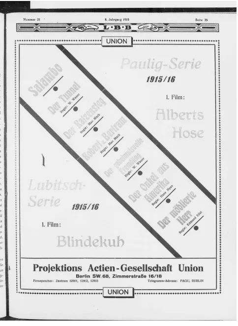 Figure 2: Advert for Lubitsch-Serie (1915) 