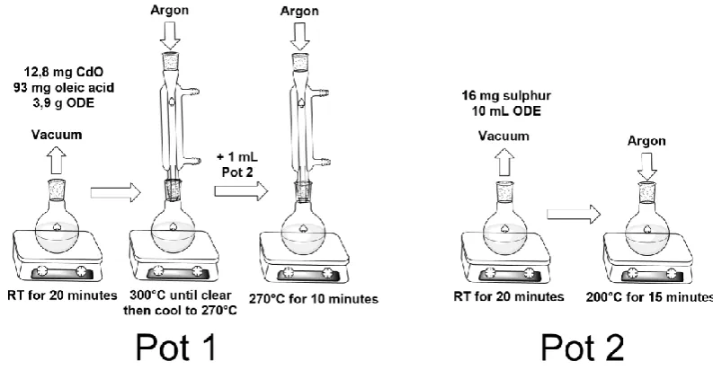 Figure 2-2 Synthesis of CdS quantum dots with a 270°C hot injection. 