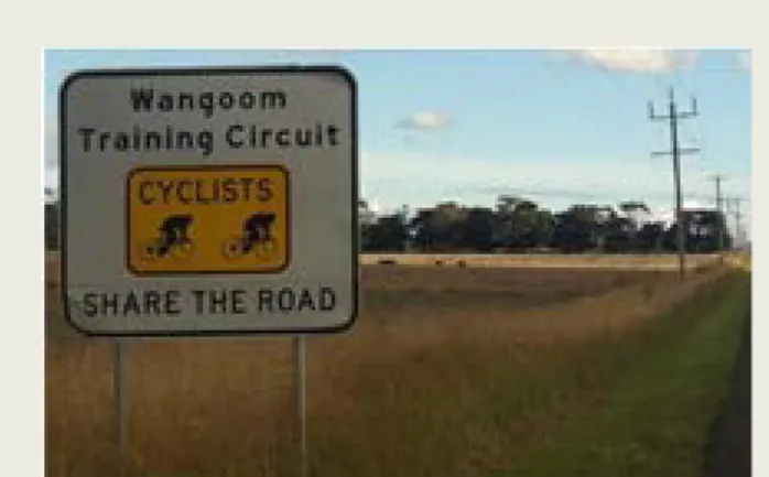 Figure 3 roadside sign indicating cycling training circuit. photo by Karin Jones