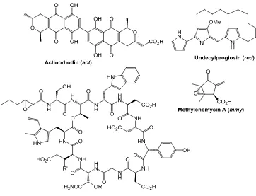 Figure 1-3 – Specialised metabolites discovered in S. coelicolor A3(2). 