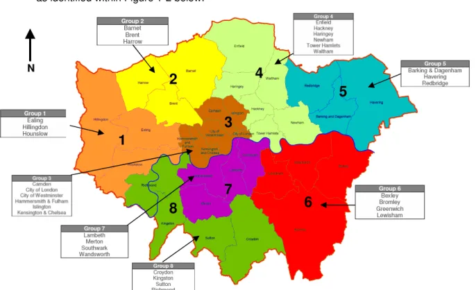 Figure 1-2 Drain London Sub-regional Partnerships 