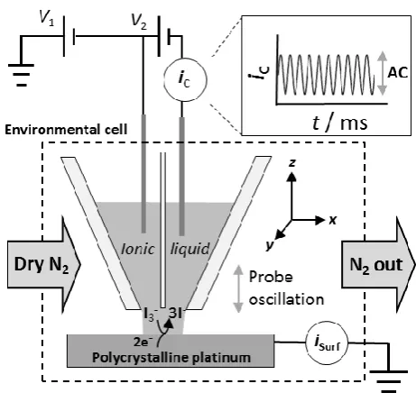 Figure 1. Schematic of the SECCM setup, employing a dual barrel glass pipet pulled to a fine 