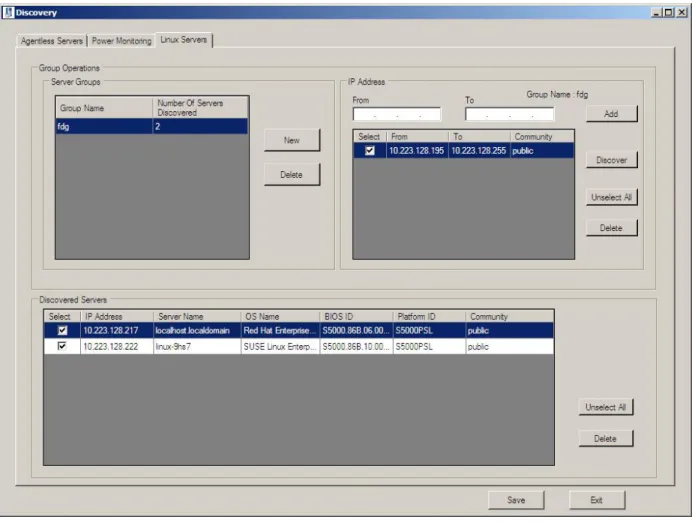 Figure 10. Linux* Server Discovery UI  