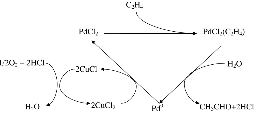 Figure 4.1:  Reaction scheme for the Wacker oxidation of olefins  