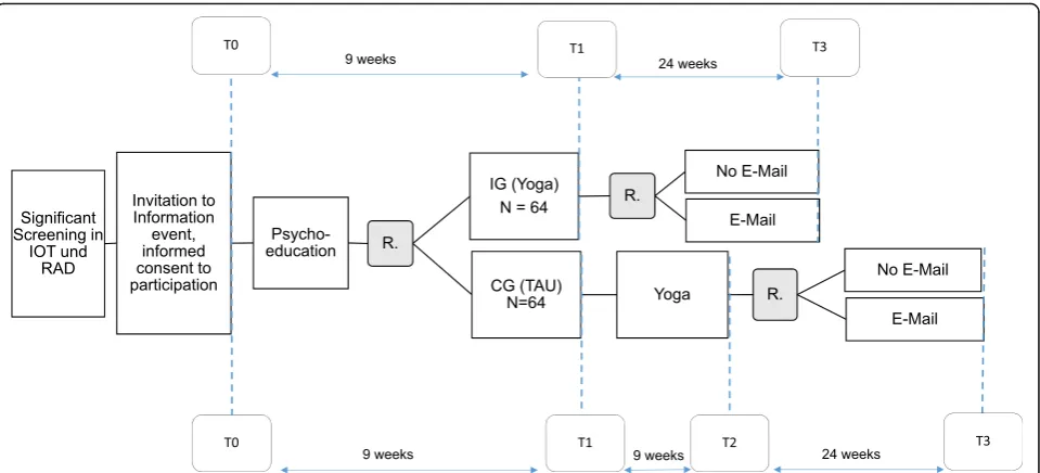 Fig. 1 Study design; Abbreviations: IOT = interdisciplinary oncological therapy outpatient clinic; RAD = radiation therapy ambulance; R = Randomization;IG = Intervention group, CG = Control group TAU = treatment as usual