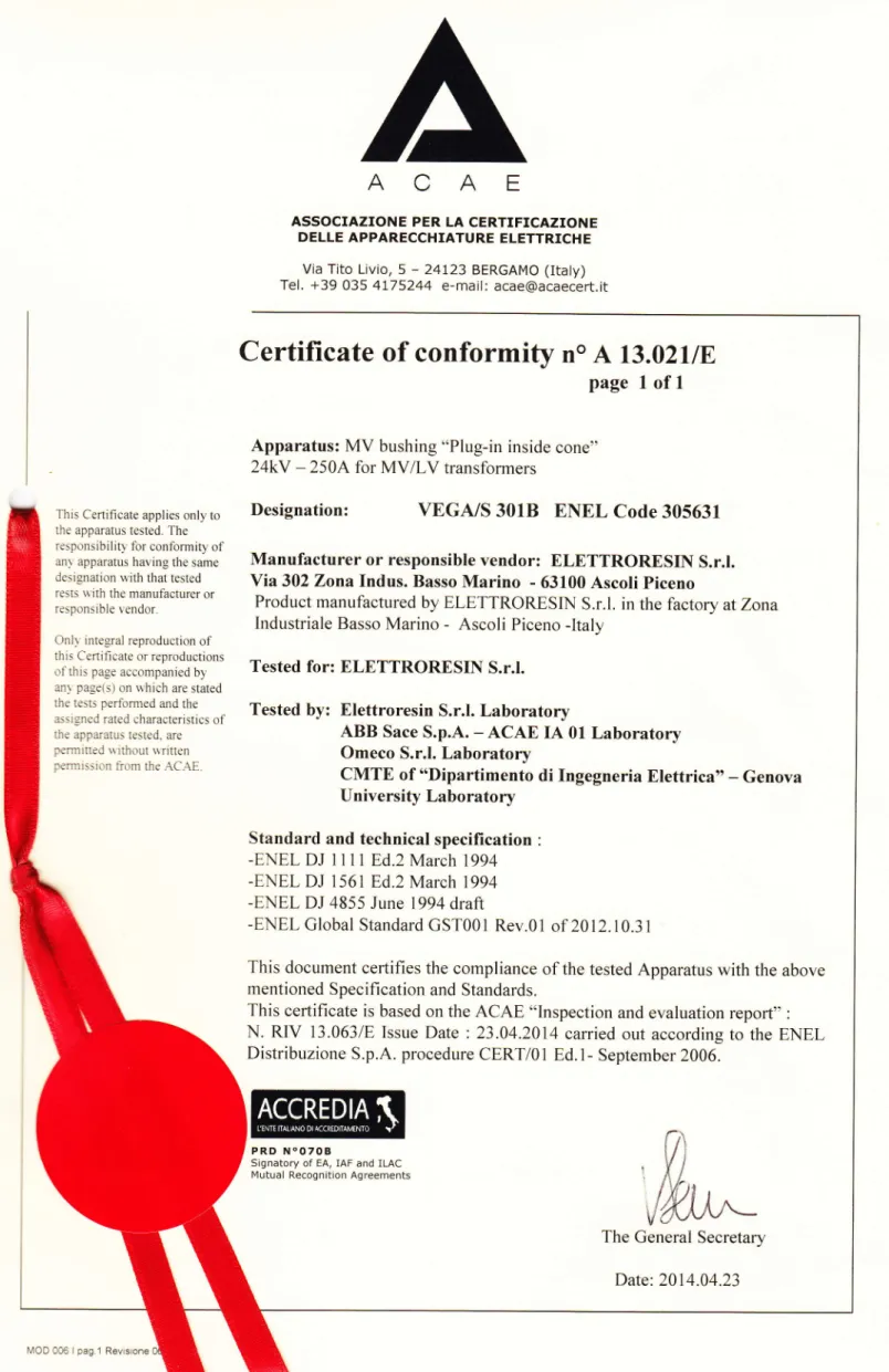 ABB  Sace  S.p.A.  -  ACAE  IA  01  Laboratory