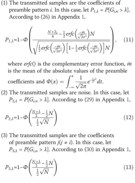 Figure 5 The miss detection probabilities of the SD. Under TFC 1 and the CM1 channel, the false alarm probability of 0.2, 0.45, and 0.7 isassumed, respectively.