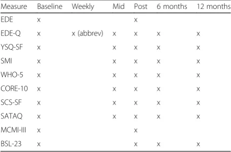Table 1 Assessments conducted at different time points