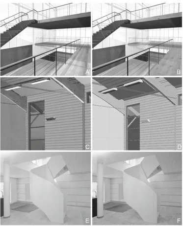 Fig. 2A–F. Example of pictures nals; used in the interviews. Left, origi-right, variations
