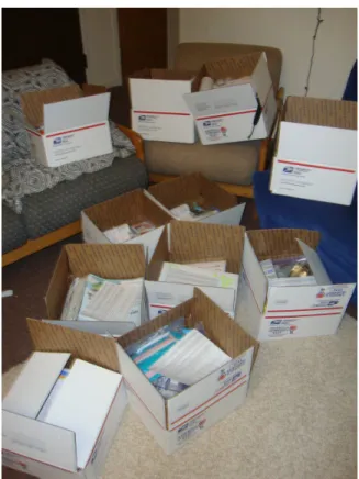 Figure 3: Packages being prepared to be sent to Marines stationed overseas