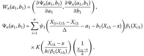 Figure 1 shows the ﬁve sample paths of the process������Nadaraya–Watson estimator and the variable bandwidth local M-estimator for the driftfunction����� Xt